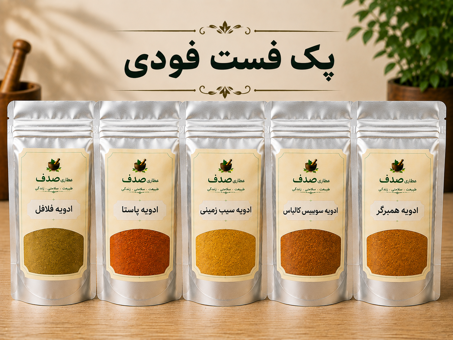 پک اقتصادی.پک ادویه فست فودی 200 گرمی/ فلافل.پاستا. سیب زمینی. همبرگر. سوسیس و کالباس