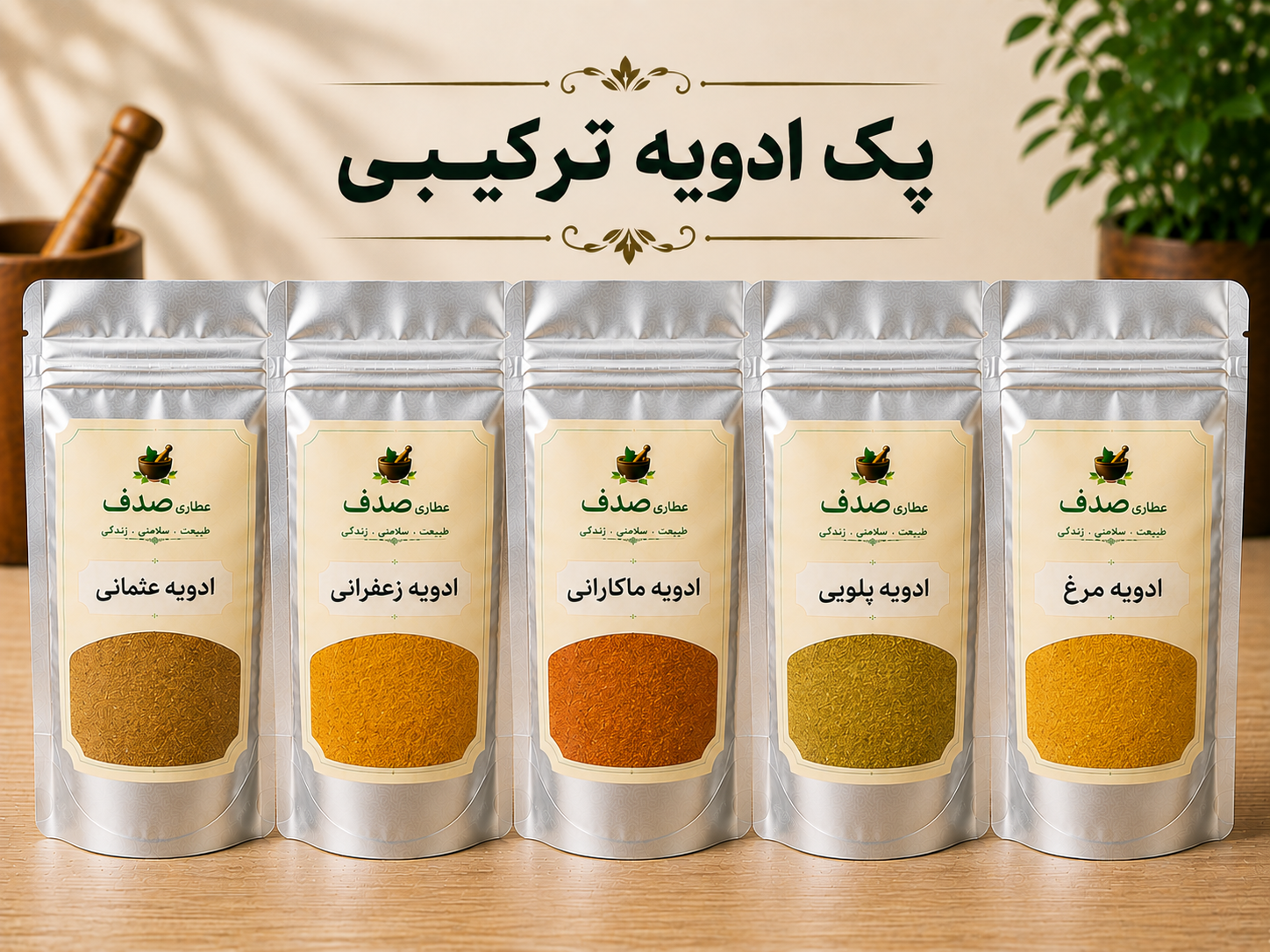 پک اقتصادی. پک ادویه ترکیبی 200 گرمی/عثمانی. ماکارانی.مرغ. پلویی. زعفرانی